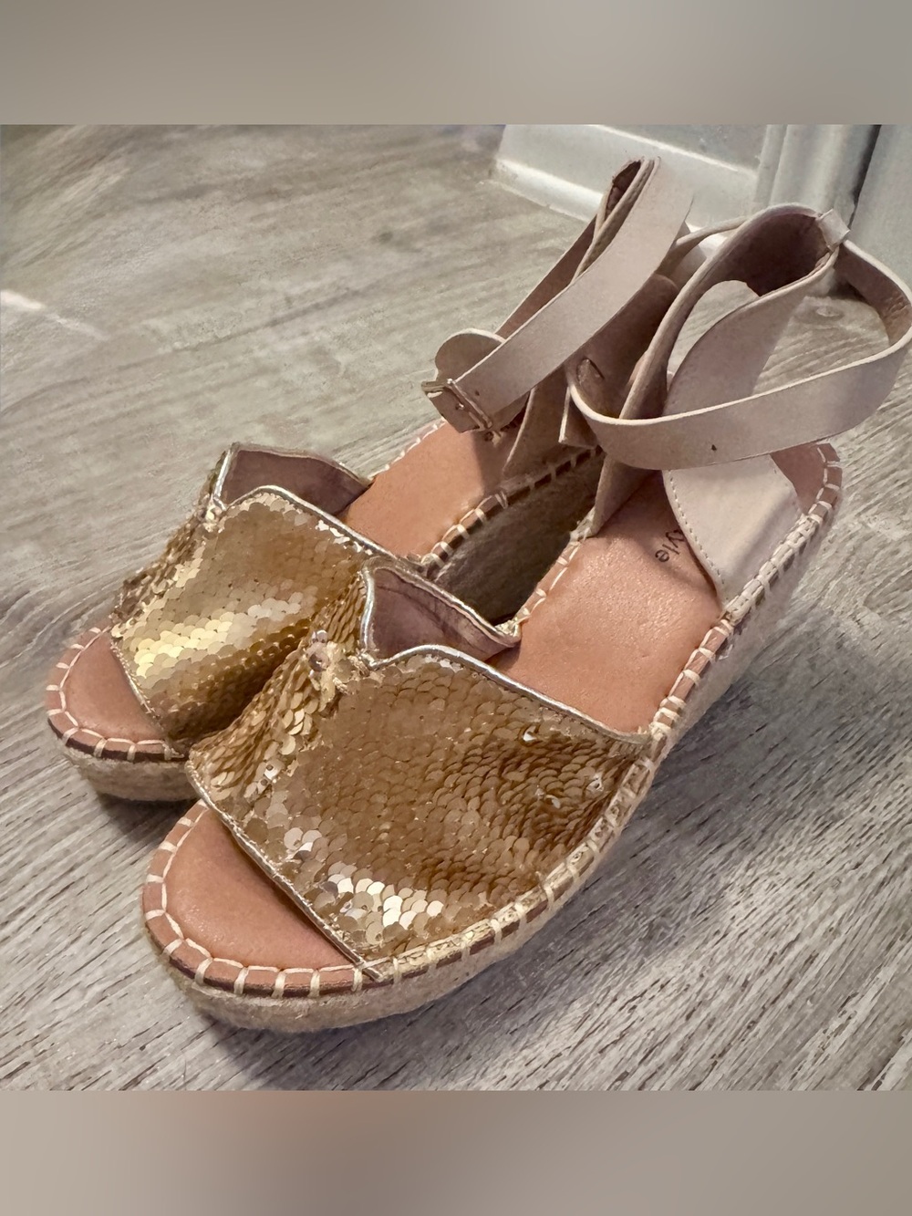 Gold OR Silver Sequin Wedge Espadrille Sandals - Women